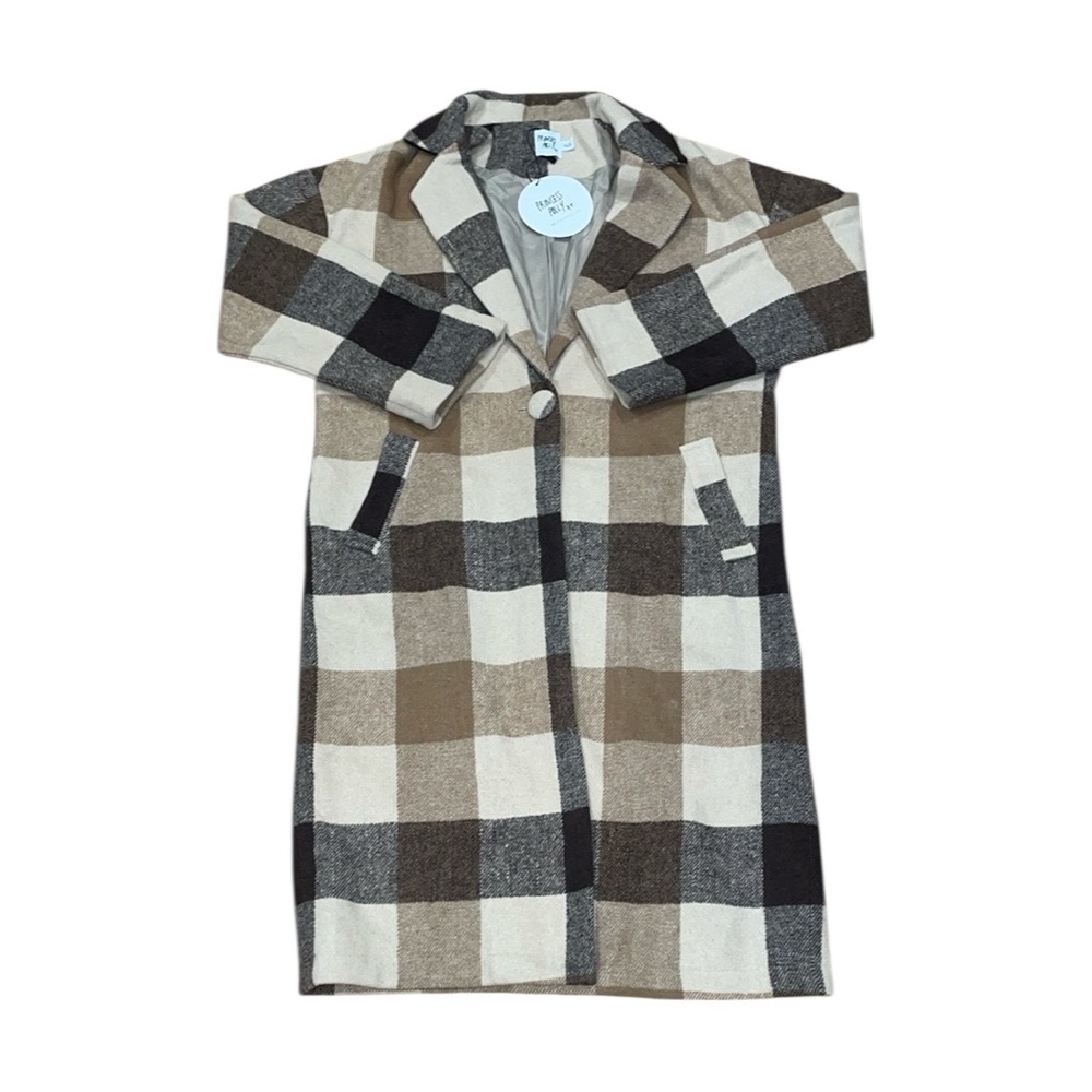 NWT princess Polly brown plaid long line jacket